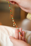 Kynam Agarwood Bracelet, South Red Agate, Turquoise & Pearl Charms