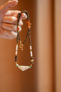 Kynam Agarwood Necklace, Freshwater Pearl, Turquoise & Carnelian