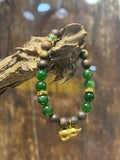 Kynam Agarwood Bracelet, Spinach Jade & Gourd Charm, 8mm