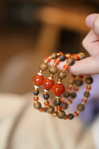 Kynam Agarwood Bracelet, South Red Agate, 6-14mm