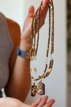 Kynam Agarwood Pendant Necklace, White Jade, Turquoise, and Tourmaline Butterfly