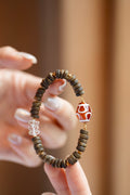 Kynam Agarwood Bracelet, Etched Agate & Clear Quartz