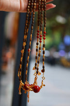 Kynam Agarwood Necklace, South Red Agate, Flame Focal, 56 cm