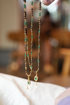 Kynam Agarwood Necklace, Ice-Green Jadeite & Carved Gourd