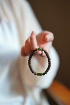 Kynam Agarwood Bracelet, Spinach Green Nephrite Jade