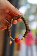 Kynam Agarwood Bracelet, South Red Agate & Jade