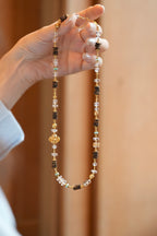 Kynam Agarwood Necklace, White Crystal, Turquoise & Ganesha