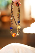 Kynam Agarwood Multi-Treasure Necklace, Cave Amber Main Bead, Lapis, South Red, Nephrite Jade, Turquoise
