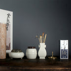 Ceramic Incense Seal Set, White Porcelain, Plant-Ash Glaze