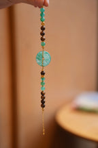 Kynam Agarwood Necklace, Green Aventurine & Peace-Clasp Pendant
