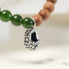 Mysore Sandalwood Bracelet, Green Nephrite Jade