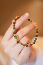 Kynam Agarwood Bracelet, Lake-Water Jadeite & Carved Ruyi, 4-5mm