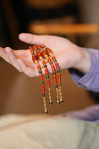 Kynam Agarwood Bracelet, South Red Agate Barrels & Beads