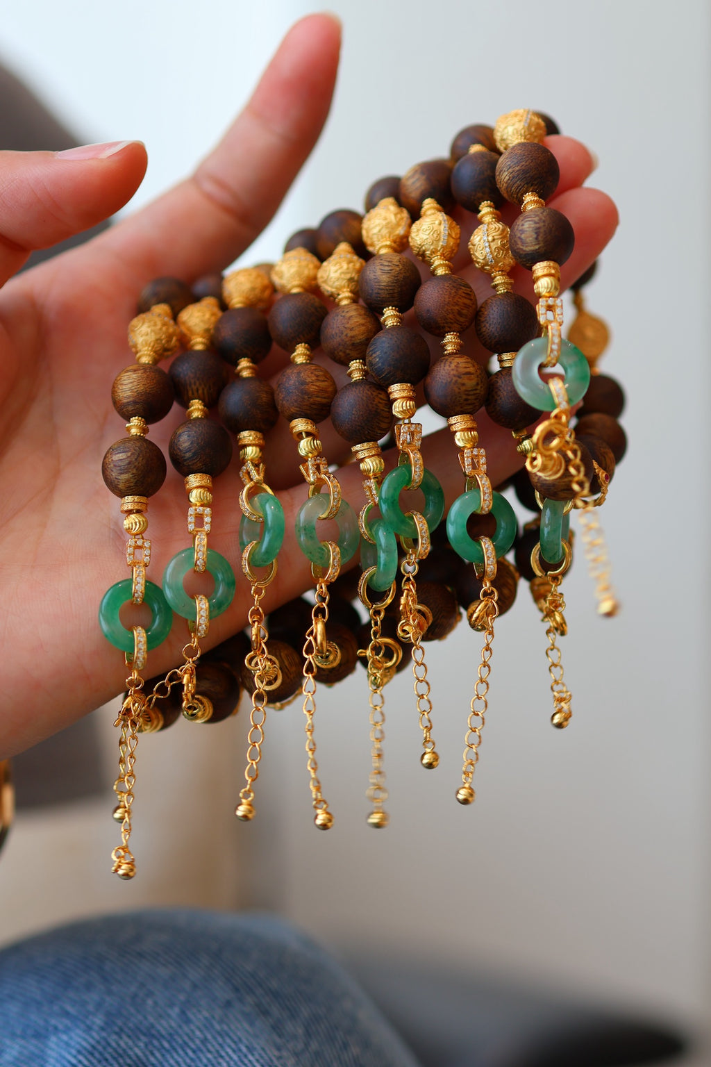 Kynam Agarwood Bracelet, African Jade Peace Buckle, 10.2mm