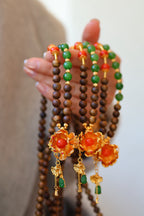 Kynam Agarwood Necklace, Jade, South Red Agate & Lotus Pendant
