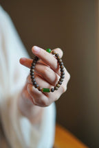 Kynam Agarwood Bracelet, Spinach Green Nephrite Jade