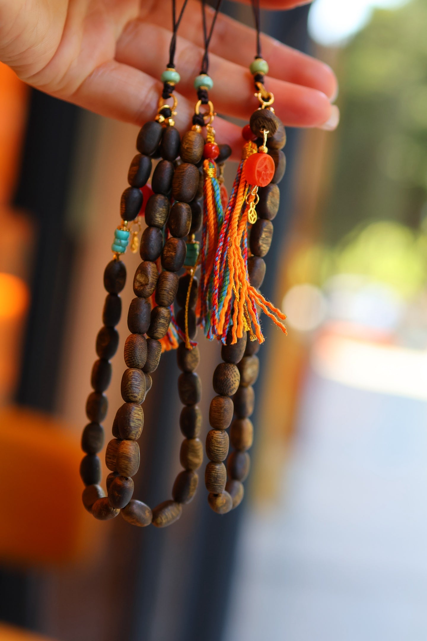 Kynam Agarwood Phone Charm, Turquoise & South Red Agate