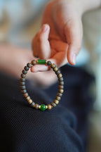 Kynam Agarwood Bracelet, Spinach Green Nephrite Jade