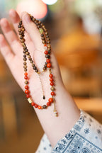 Kynam Agarwood Necklace, South Red Agate, Nephrite Jade & Carnelian