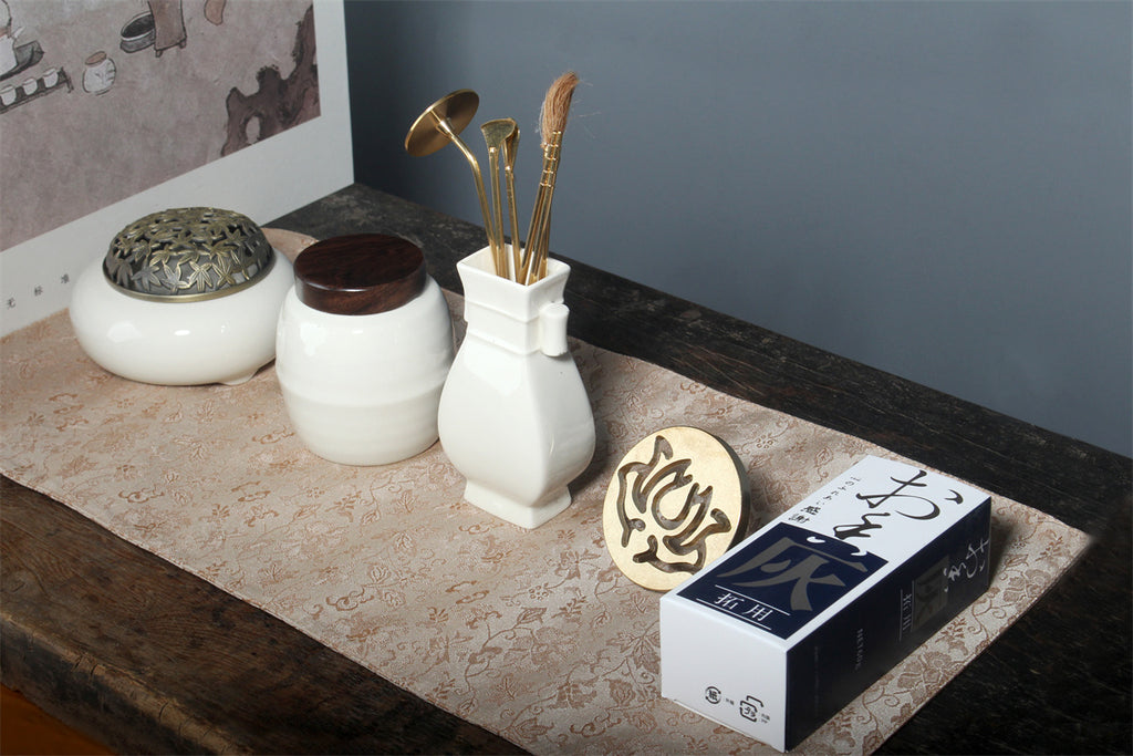 Ceramic Incense Seal Set, White Porcelain, Plant-Ash Glaze