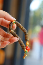 Kynam Agarwood Bracelet, South Red Agate & Jade
