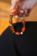 Kynam Agarwood Bracelet, South Red Agate & Turquoise