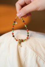 Kynam Agarwood Bracelet, South Red Agate, Turquoise & Pearl Charms