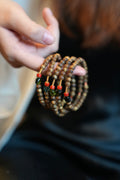 Kynam Agarwood Bracelet, Old-Mine Jade & Coral, 4mm