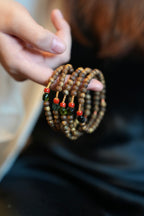 Kynam Agarwood Bracelet, Old-Mine Jade & Coral, 4mm