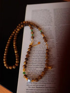 Kynam Agarwood Necklace, Akoya Pearl, Nephrite Jade, 50 cm, Detachable Bracelet