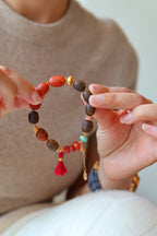Kynam Agarwood Bracelet, South Red Agate & Turquoise