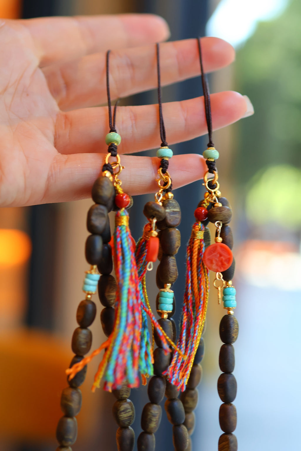 Kynam Agarwood Phone Charm, Turquoise & South Red Agate
