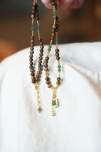 Kynam Agarwood Necklace, Ice-Green Jadeite & Carved Gourd