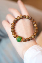 Kynam Agarwood Bracelet, Carved Nephrite Jade Focal