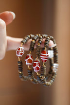Kynam Agarwood Bracelet, Etched Agate & Clear Quartz