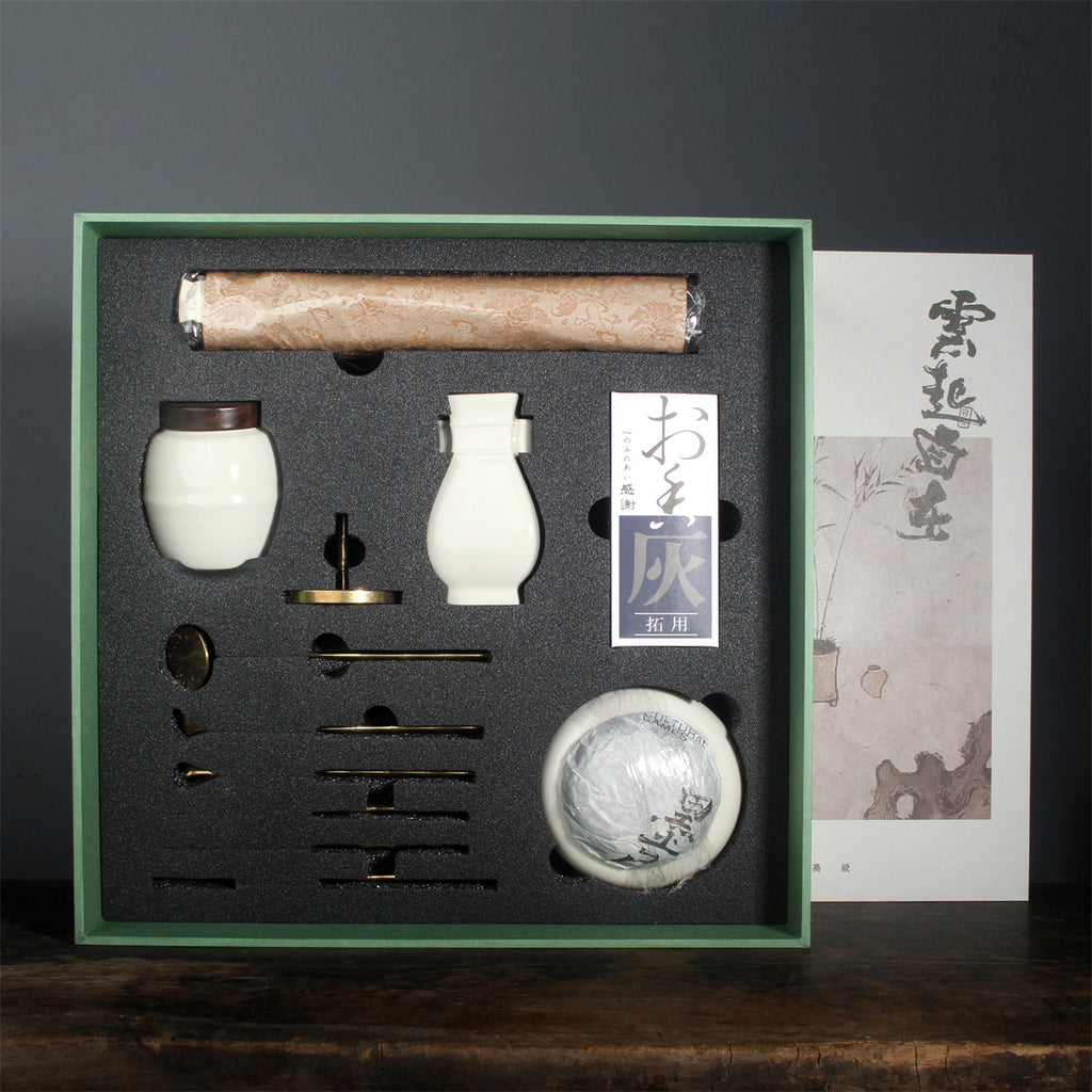 Ceramic Incense Seal Set, White Porcelain, Plant-Ash Glaze