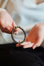 Kynam Agarwood Bracelet, Spinach Green Nephrite Jade