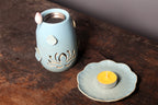 Lotus Ceramic Incense Warmer, Celadon Glaze with Candle Heating