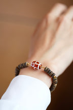 Kynam Agarwood Bracelet, Etched Agate & Clear Quartz
