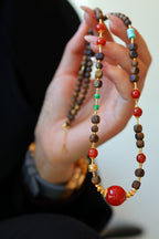 Kynam Agarwood Necklace, South Red Agate, Jadeite & Turquoise, 56cm
