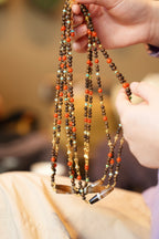Kynam Agarwood Necklace, South Red Agate, Turquoise & Wound-Silk Agate