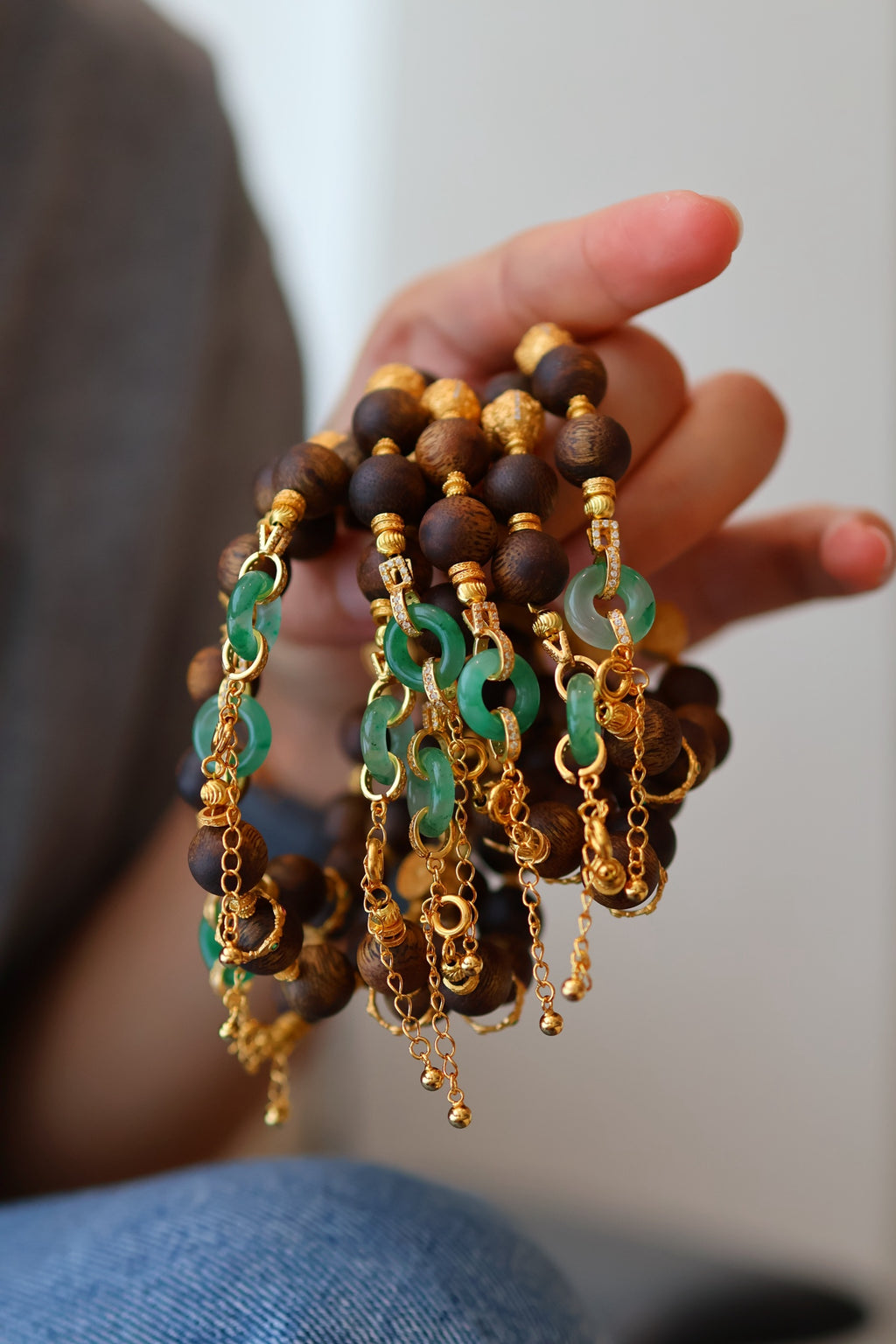 Kynam Agarwood Bracelet, African Jade Peace Buckle, 10.2mm
