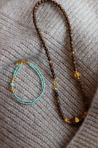 Kynam Agarwood Necklace, Turquoise & Turtle Charms, 60 cm, Detachable