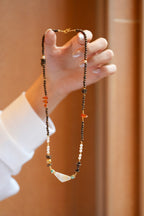 Kynam Agarwood Necklace, Freshwater Pearl, Turquoise & Carnelian