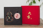 Da Ji Gourd Incense Holder, Dark Wood & Brass Inlay