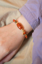 Kynam Agarwood Bracelet, South Red Agate Barrels & Beads