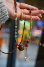 Kynam Agarwood Necklace, Jade, Carnelian, 16mm Focal Bead