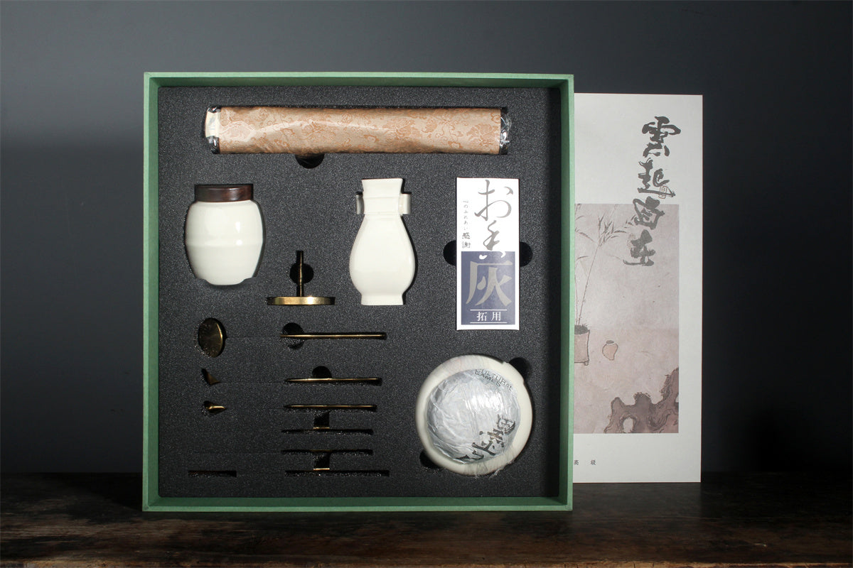 Ceramic Incense Seal Set, White Porcelain, Plant-Ash Glaze