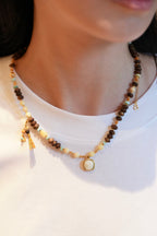 Kynam Agarwood Necklace, Wax Amber, Turquoise & Wax Pendant