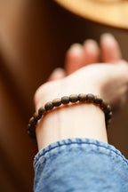 Kynam Agarwood Bracelet, Charoite & Crystal-Set Rondelles